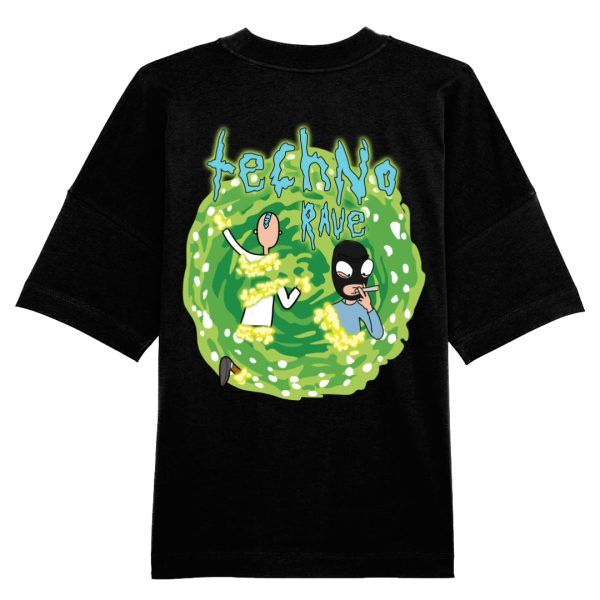 Techno Rave Portal Oversized Backpatch T-Shirt Unisex Online-Verkauf