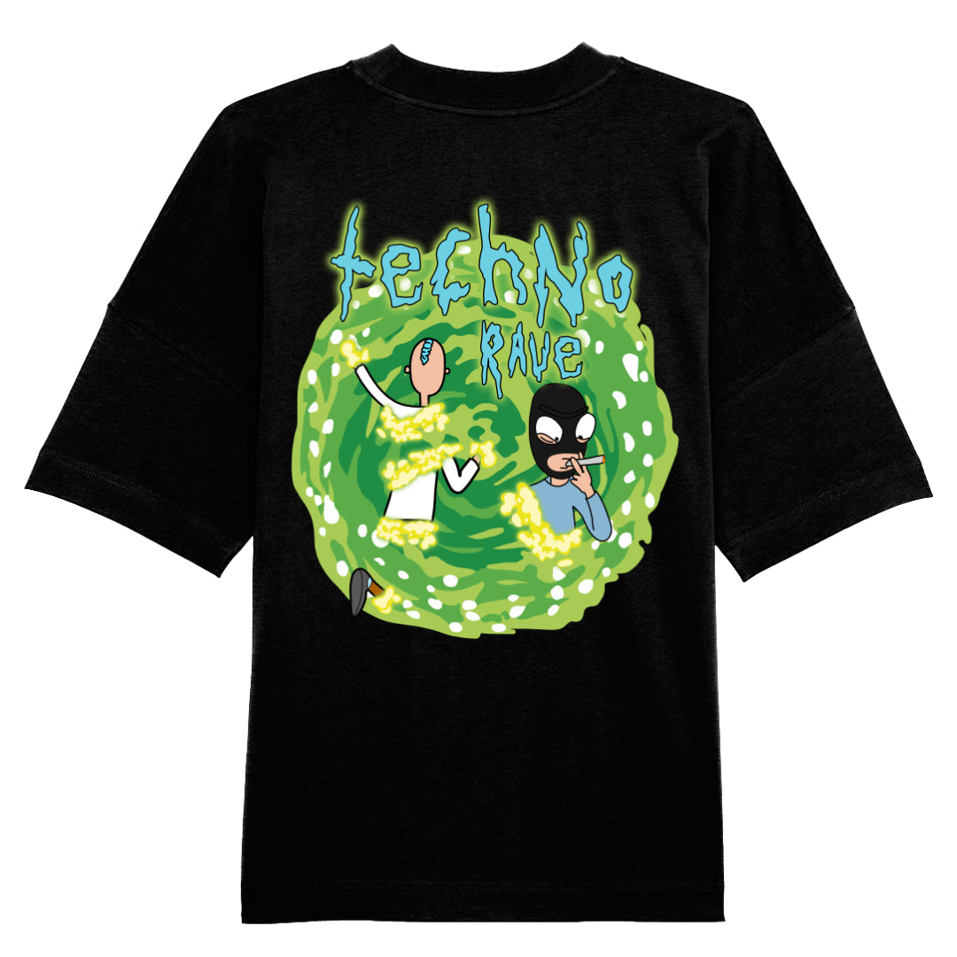 Techno Rave Portal Oversized Backpatch T-Shirt Unisex Online-Verkauf