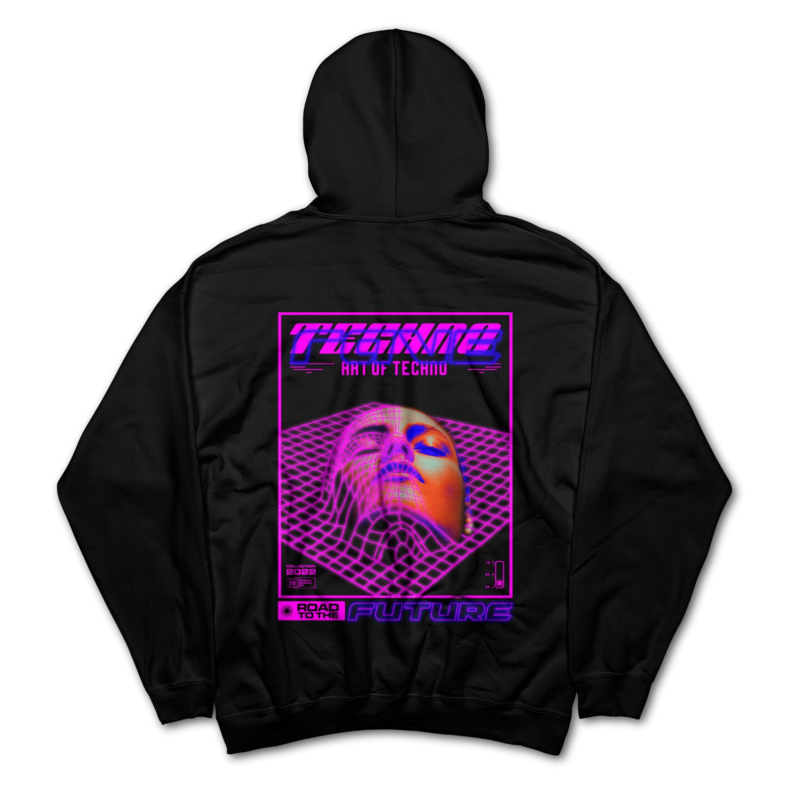 Neon Techno Face Hoodie Im Angebot