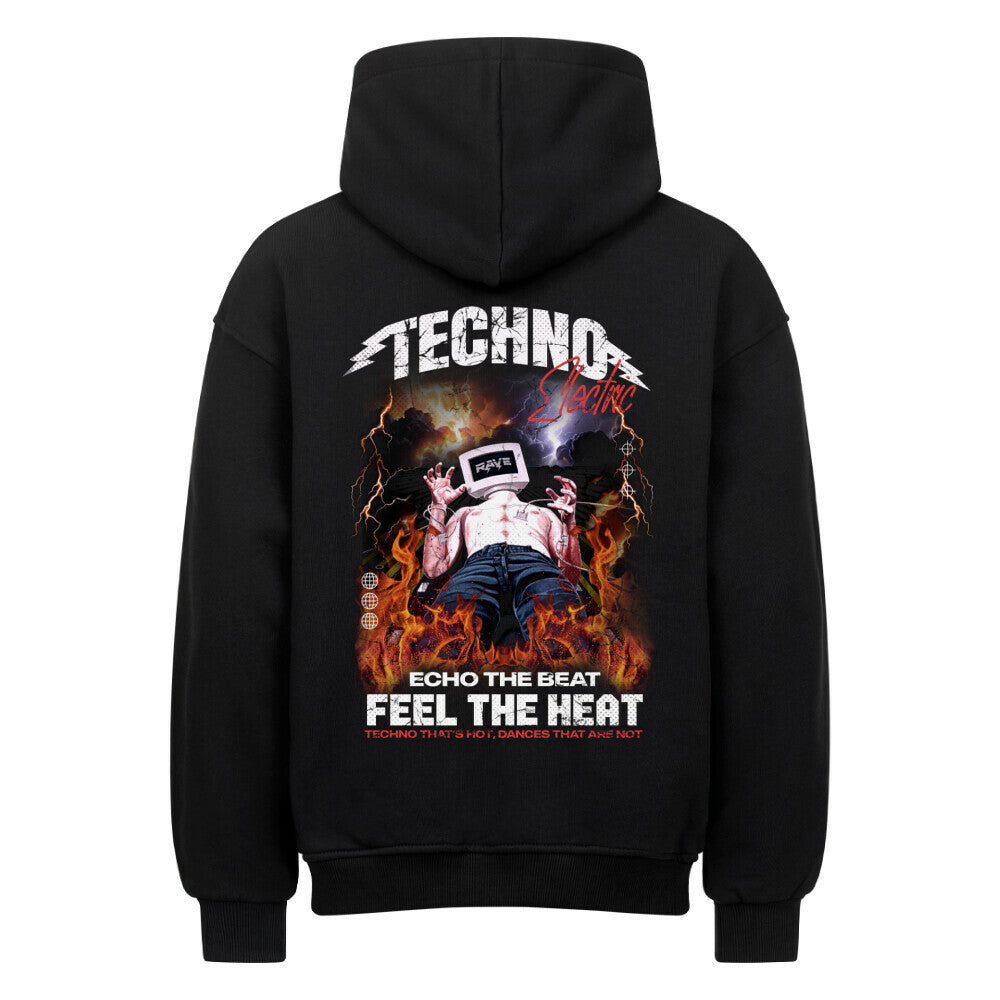 Techno Beat Oversized Hoodie Backprint Schn?ppchen