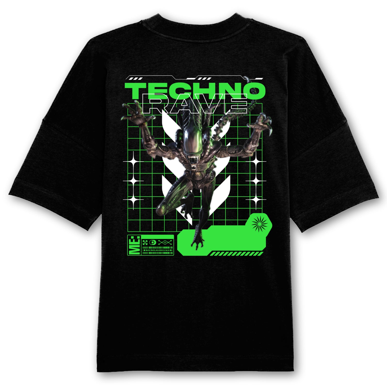 Techno Alien Oversized Backpatch T-Shirt Online-Schn?ppchen