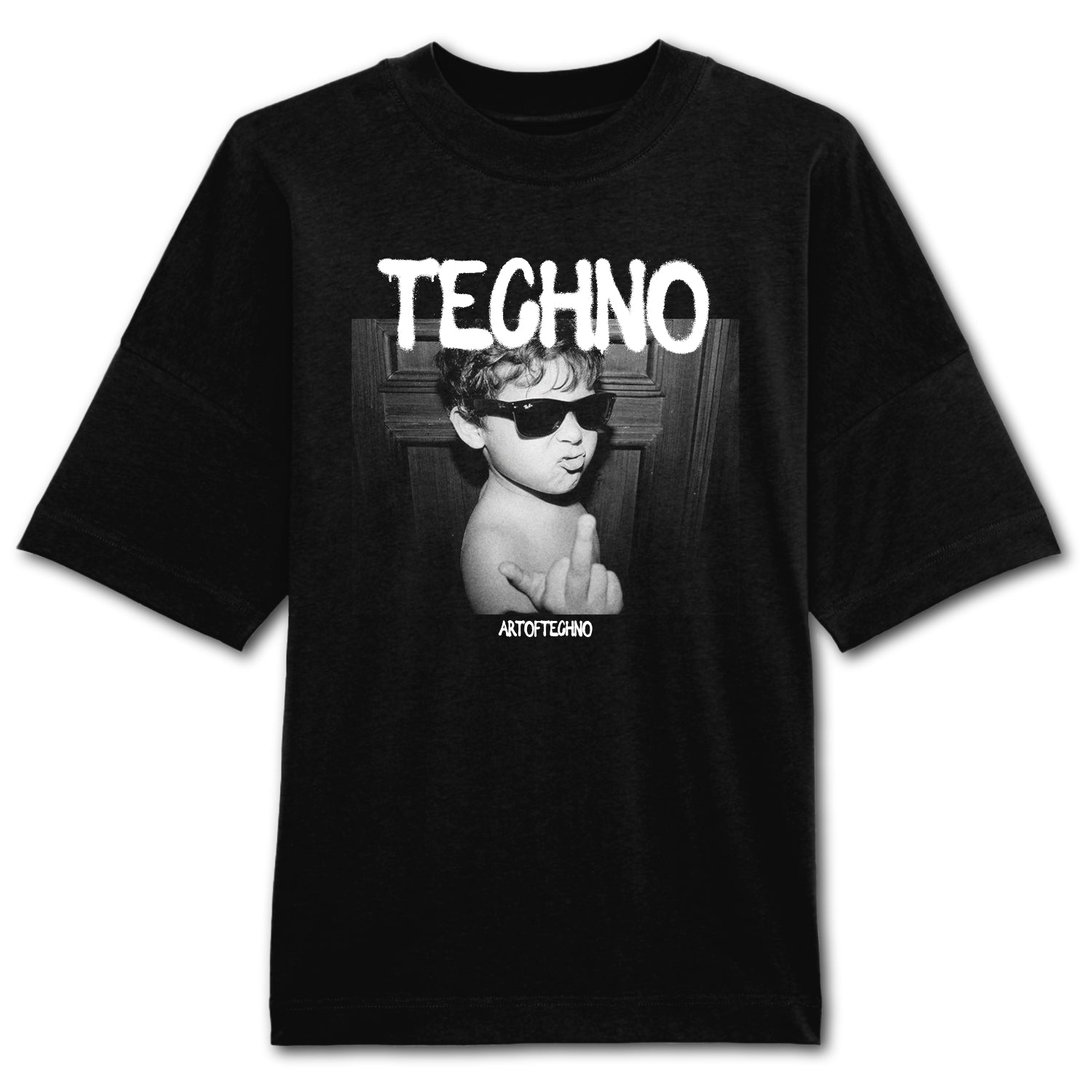 Feel Techno Oversized Frontprint T-Shirt Online-Verkauf