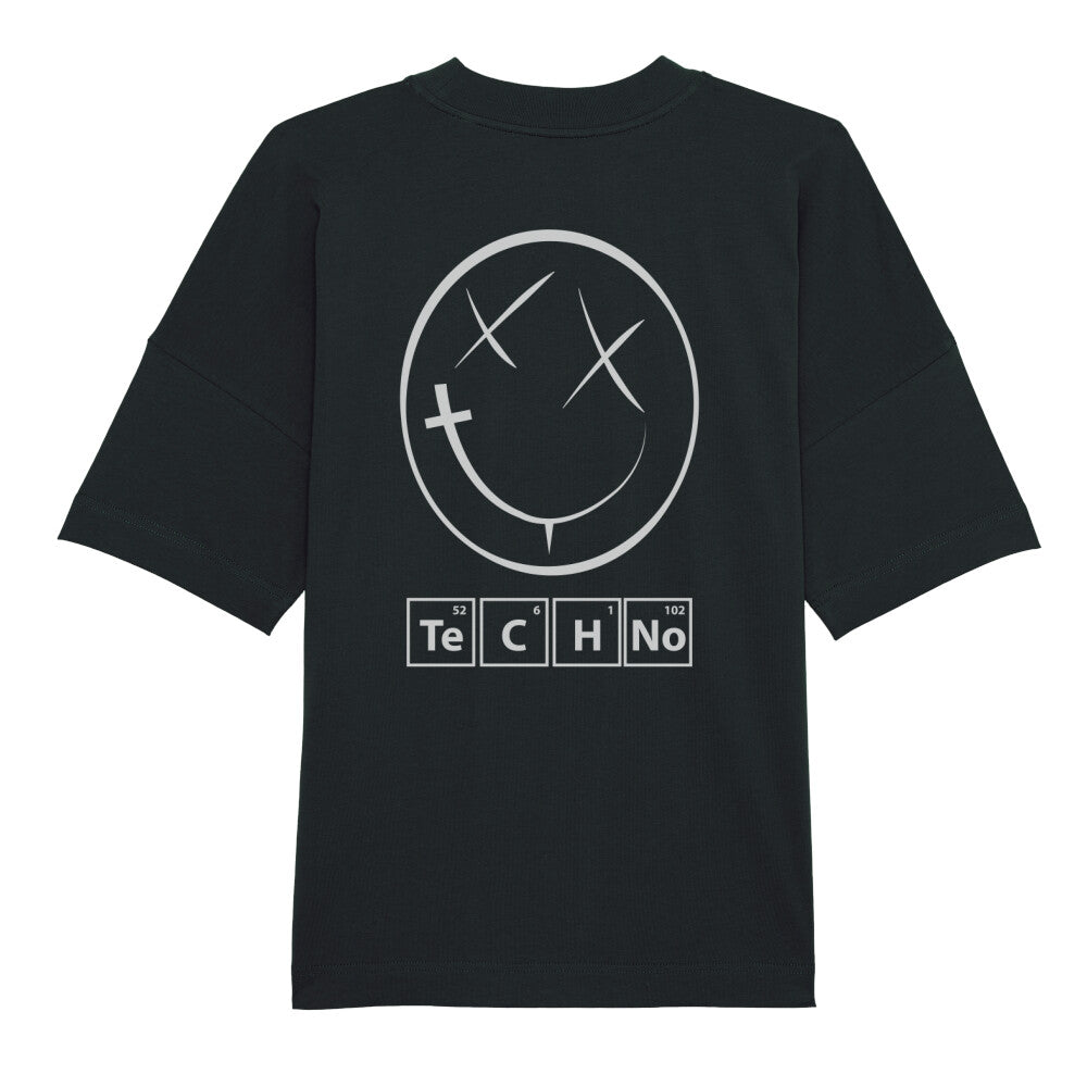 Techno Smiley Oversized Backpatch T-Shirt Unisex Online-Schn?ppchen