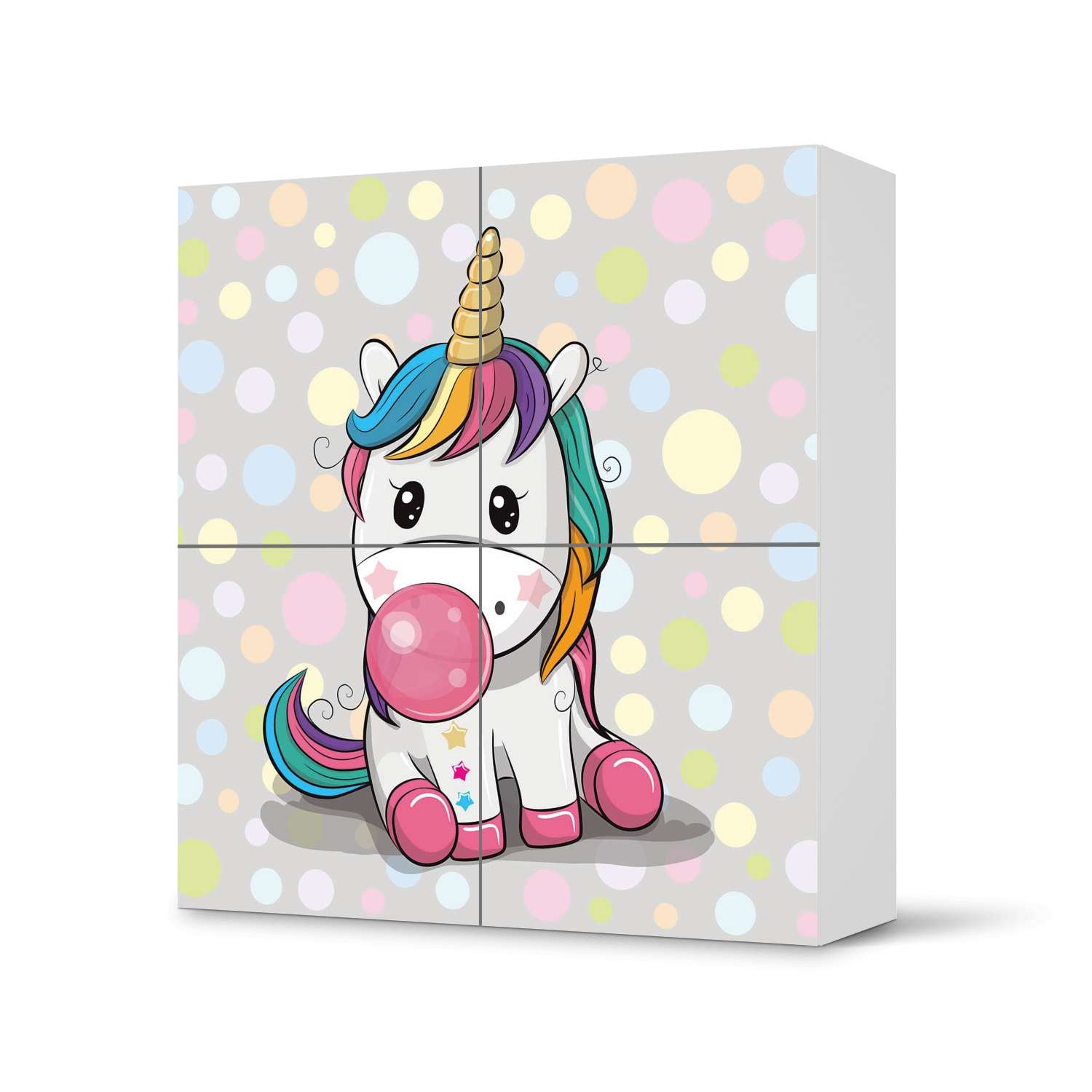 Klebefolie für Schränke IKEA Besta Schrank 4 Türen – Design: Rainbow das Einhorn Zu verkaufen