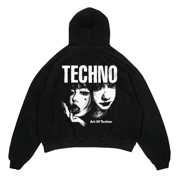 Techno Beauty Oversized Backpatch Hoodie Online-Schn?ppchen