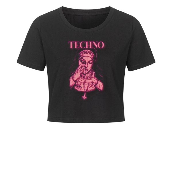 Techno Queen Cropped Tee Im Angebot