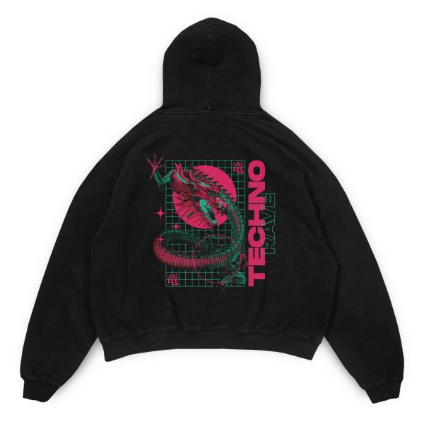 Techno Dragon Oversized Hoodie Rabatt